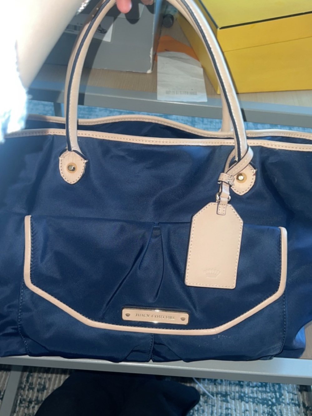 Juicy Couture Navy and Cream Trim Tote Laptop Bag
